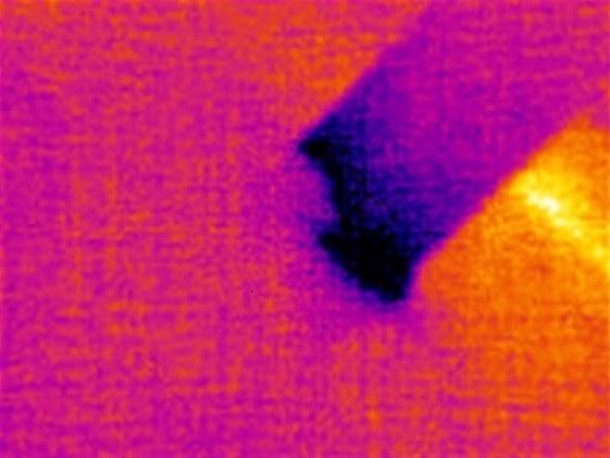 Рис. 2.1 Термограмма зоны промерзания металлической балки, проходящей через стену холодильной камеры
