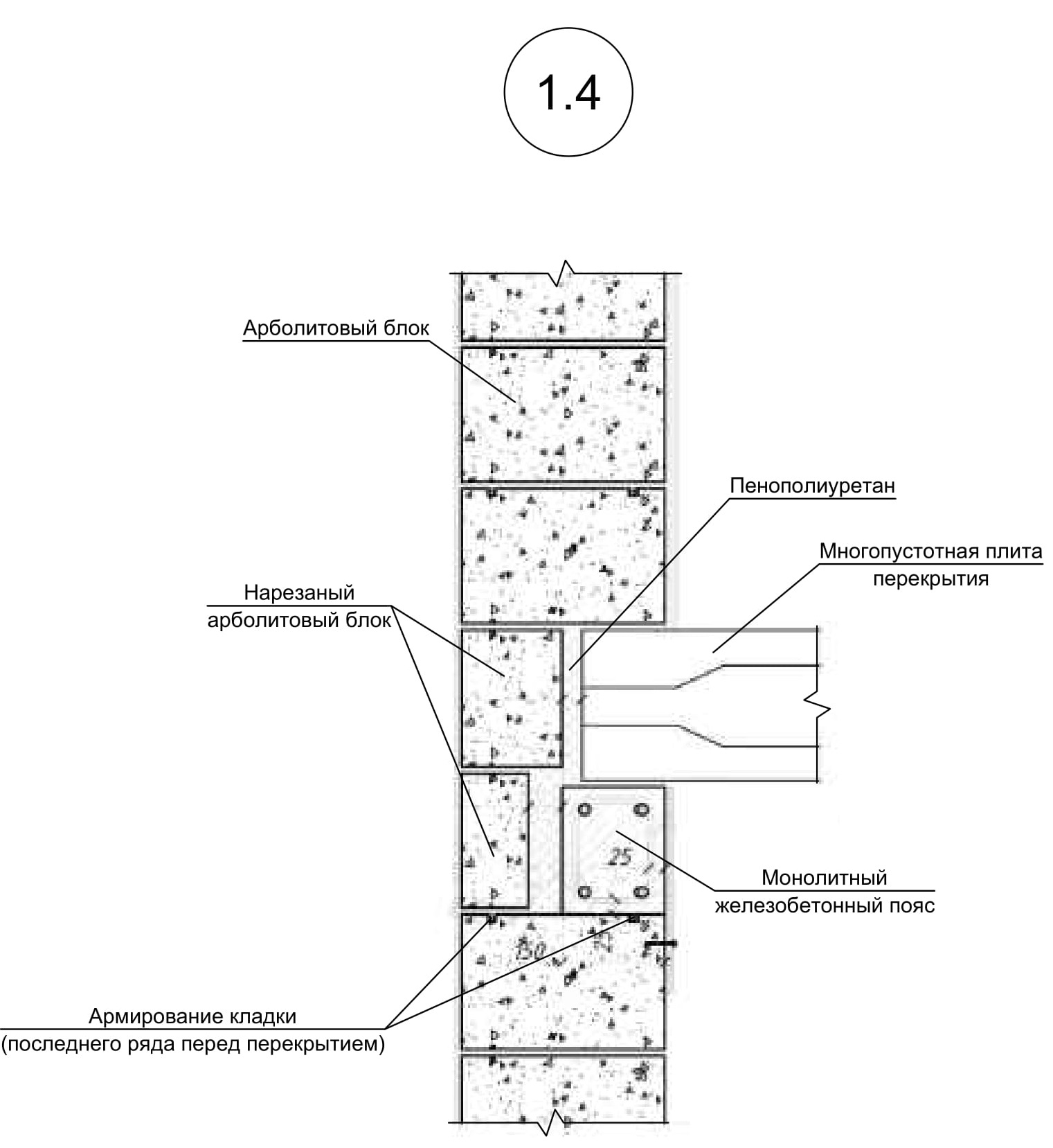 Рис. 7. Узел сопряжения конструкции перекрытия с конструкцией наружной стены