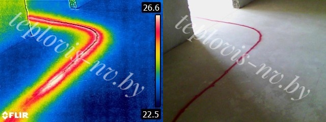 трубы отопления, трубы в полу, найти трубы